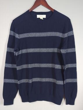 Frederick Anderson Copehagen Navy Striped Crewneck Sweater Small